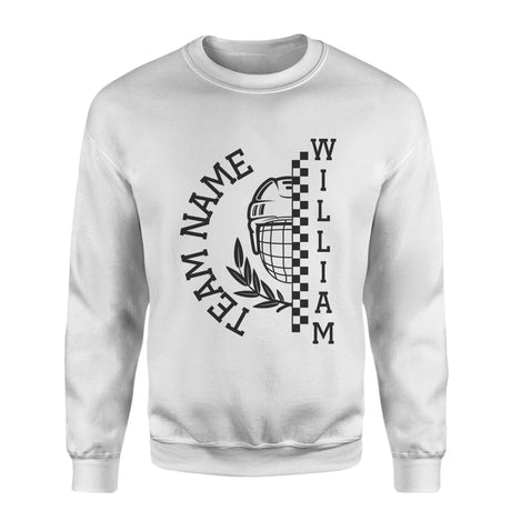 Personalized Hockey on a Sweatshirt With Team and Hockey Player Name on a Sweatshirt