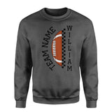 Personalized Football on a Sweatshirt With Team and Football Player Name on a Sweatshirt