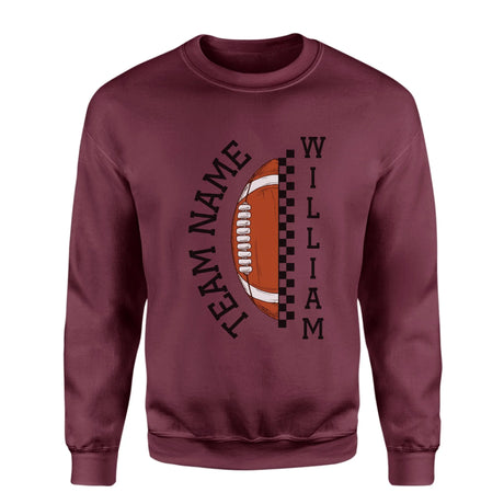 Personalized Football on a Sweatshirt With Team and Football Player Name on a Sweatshirt