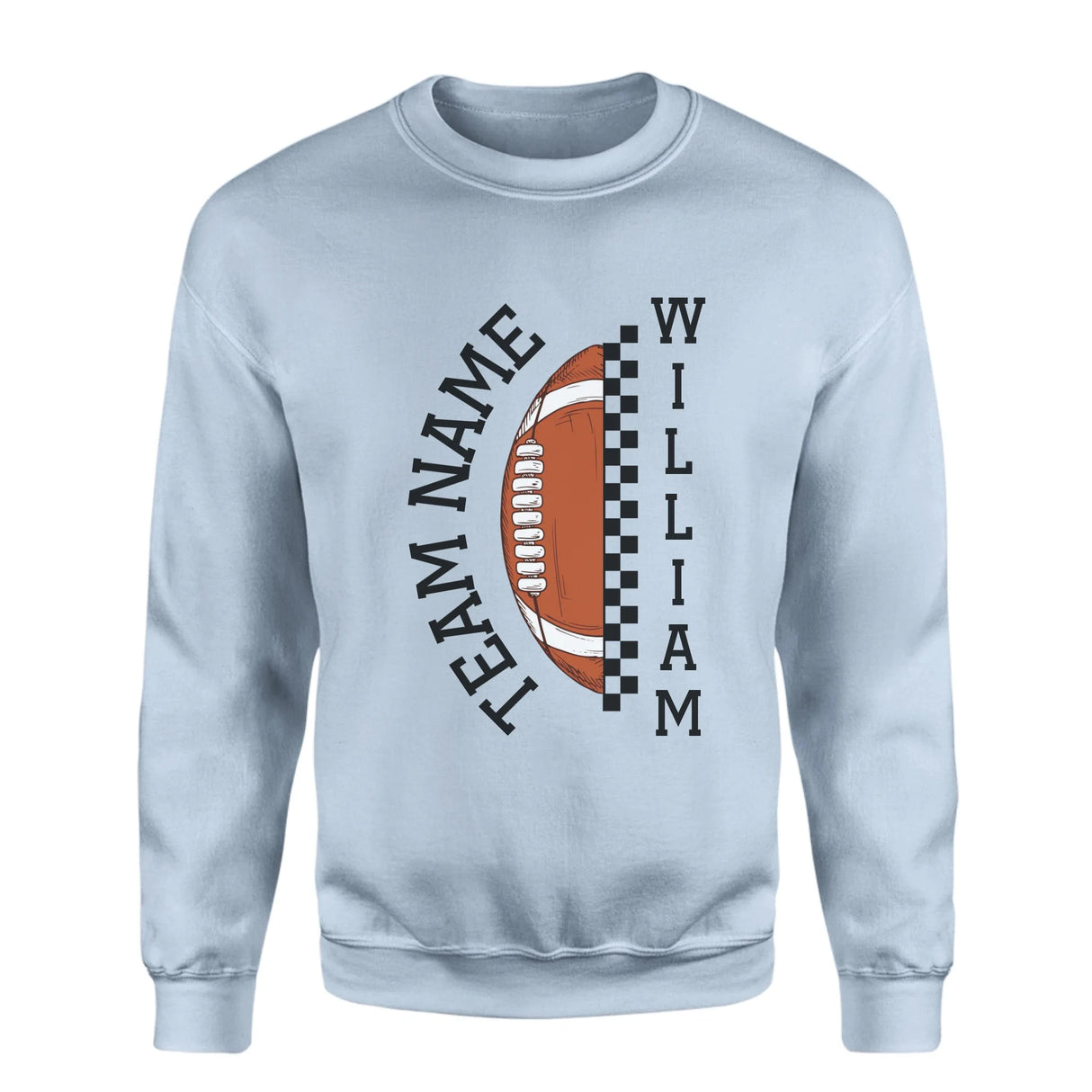 Personalized Football on a Sweatshirt With Team and Football Player Name on a Sweatshirt