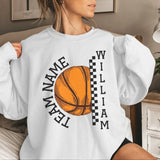 Personalized Basketball on a Sweatshirt With Team and Basketball Player Name on a Sweatshirt