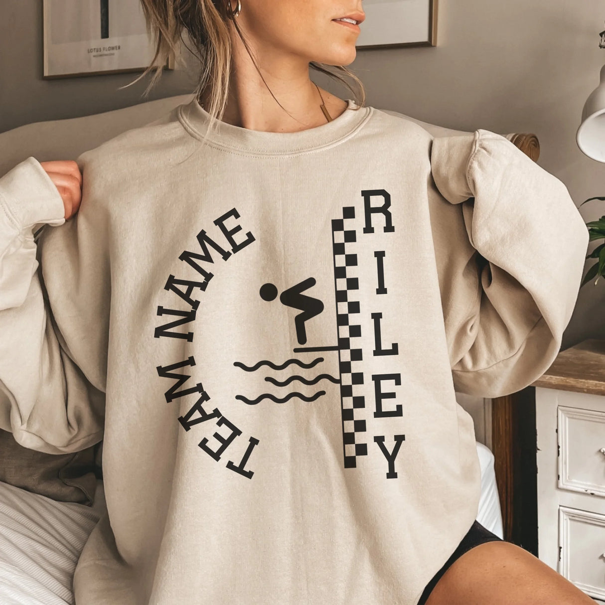 Personalized Diving on a Sweatshirt With Team and Diver Name on a Sweatshirt