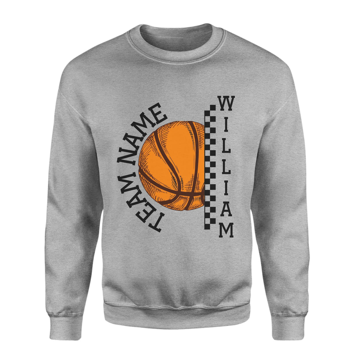 Personalized Basketball on a Sweatshirt With Team and Basketball Player Name on a Sweatshirt