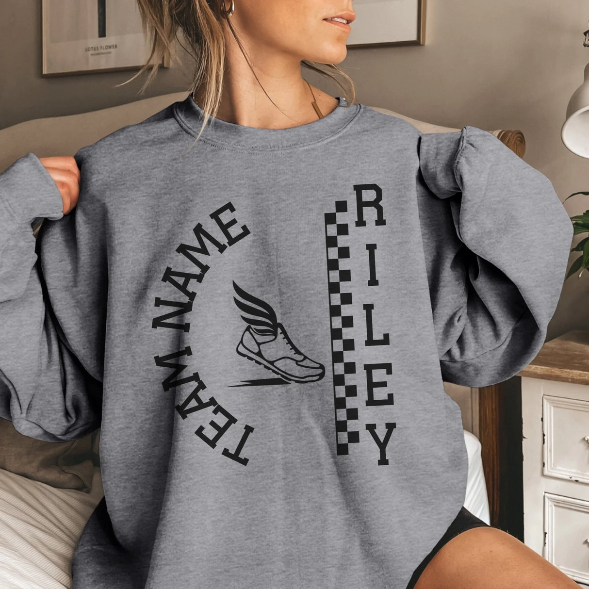 Personalized Cross Country on a Sweatshirt With Team and Cross Country Runner Name on a Sweatshirt