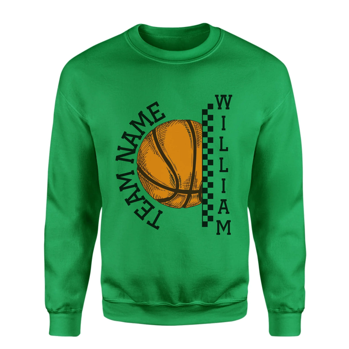 Personalized Basketball on a Sweatshirt With Team and Basketball Player Name on a Sweatshirt