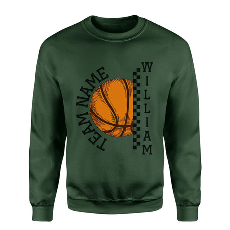 Personalized Basketball on a Sweatshirt With Team and Basketball Player Name on a Sweatshirt