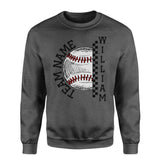 Personalized Baseball on a Sweatshirt With Team and Baseball Player Name on a Sweatshirt