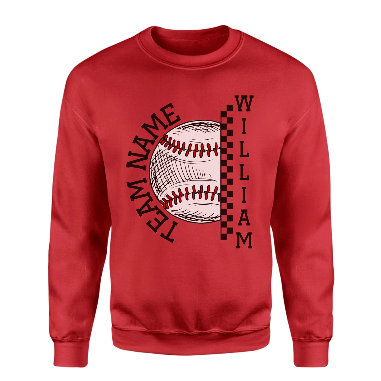 Personalized Baseball on a Sweatshirt With Team and Baseball Player Name on a Sweatshirt