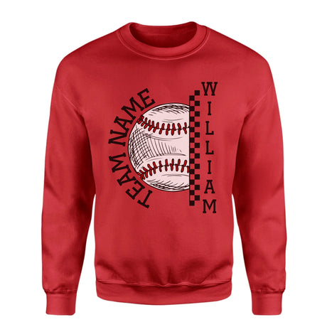 Personalized Baseball on a Sweatshirt With Team and Baseball Player Name on a Sweatshirt