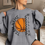 Personalized Basketball on a Sweatshirt With Team and Basketball Player Name on a Sweatshirt