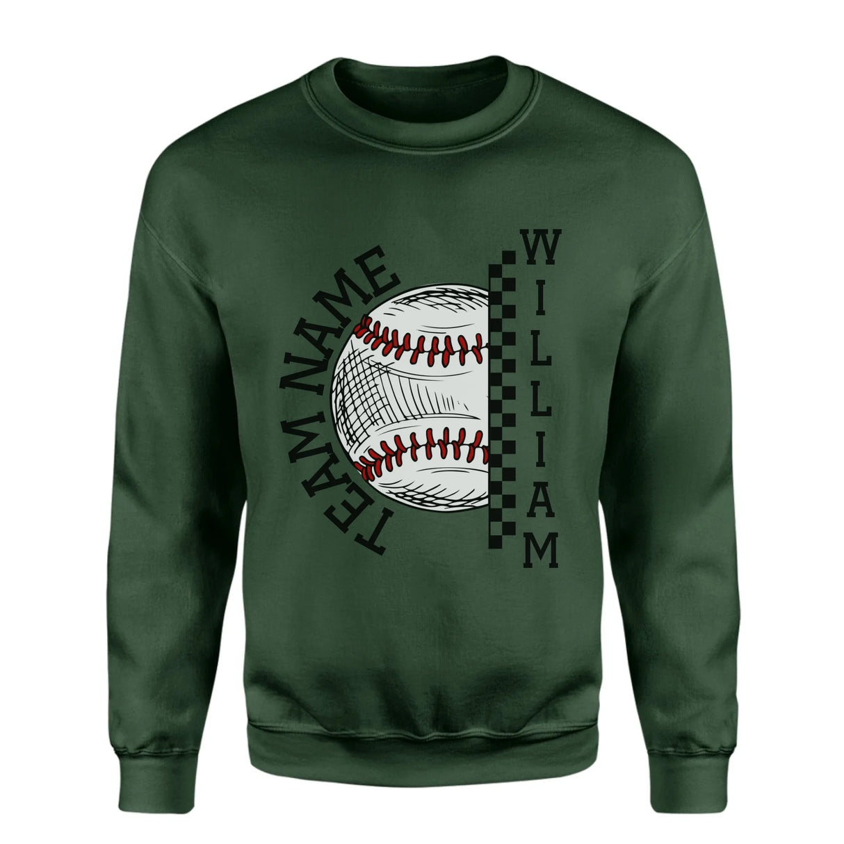 Personalized Baseball on a Sweatshirt With Team and Baseball Player Name on a Sweatshirt