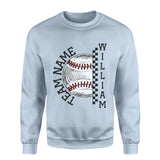 Personalized Baseball on a Sweatshirt With Team and Baseball Player Name on a Sweatshirt