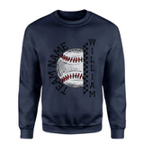 Personalized Baseball on a Sweatshirt With Team and Baseball Player Name on a Sweatshirt