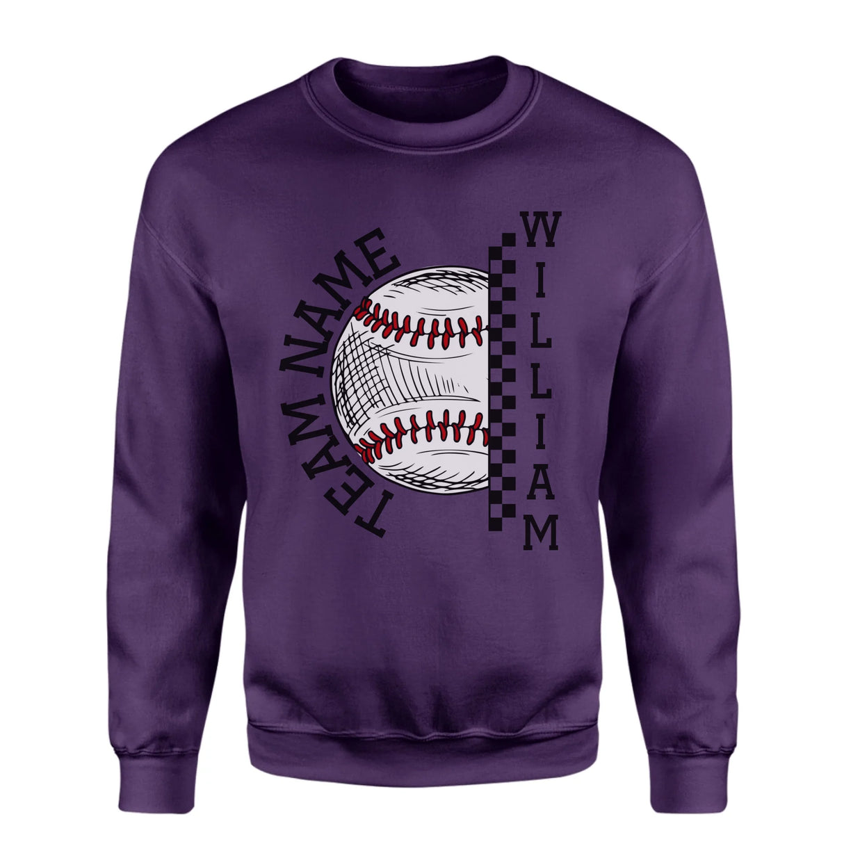 Personalized Baseball on a Sweatshirt With Team and Baseball Player Name on a Sweatshirt