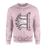 Personalized Baseball on a Sweatshirt With Team and Baseball Player Name on a Sweatshirt