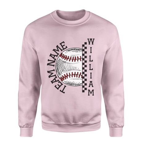 Personalized Baseball on a Sweatshirt With Team and Baseball Player Name on a Sweatshirt