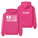 Soccer Grandpa Horizontal Flag With Soccer Player Name on a Hoodie with a White Graphic