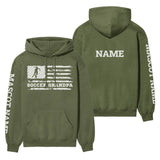 Soccer Grandpa Horizontal Flag With Soccer Player Name on a Hoodie with a White Graphic