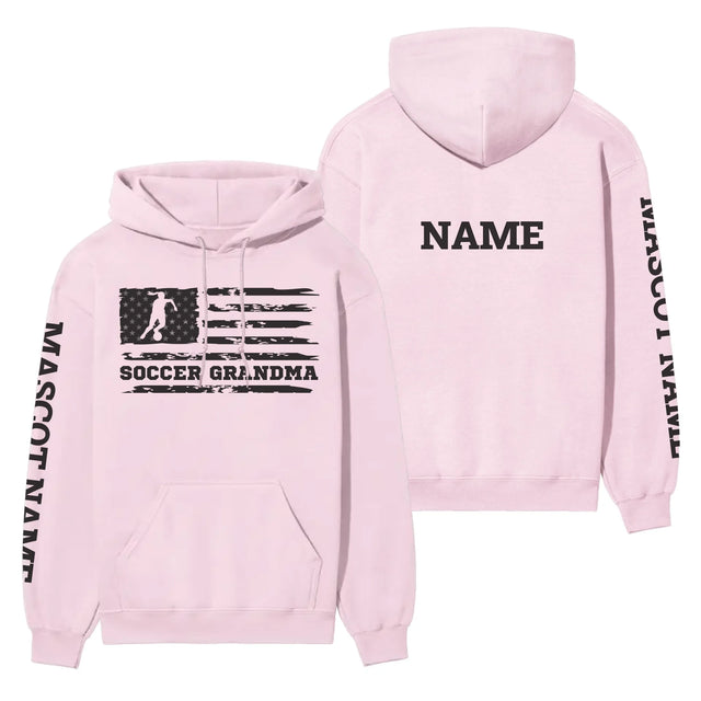 Soccer Grandma Horizontal Flag With Soccer Player Name on a Hoodie with a Black Graphic