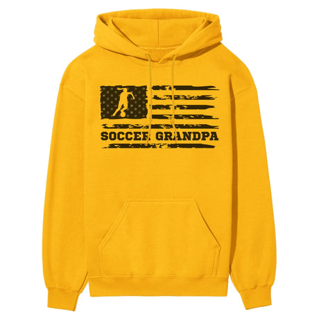 Soccer Grandpa Horizontal Flag on a Hoodie with a Black Graphic