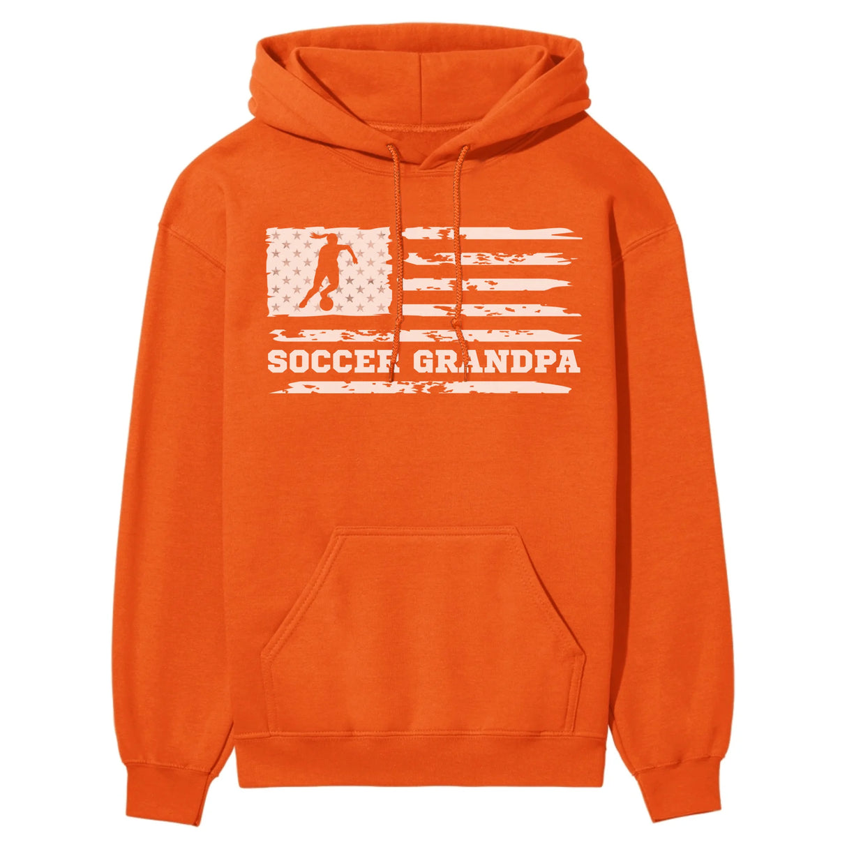 Soccer Grandpa Horizontal Flag on a Hoodie with a White Graphic