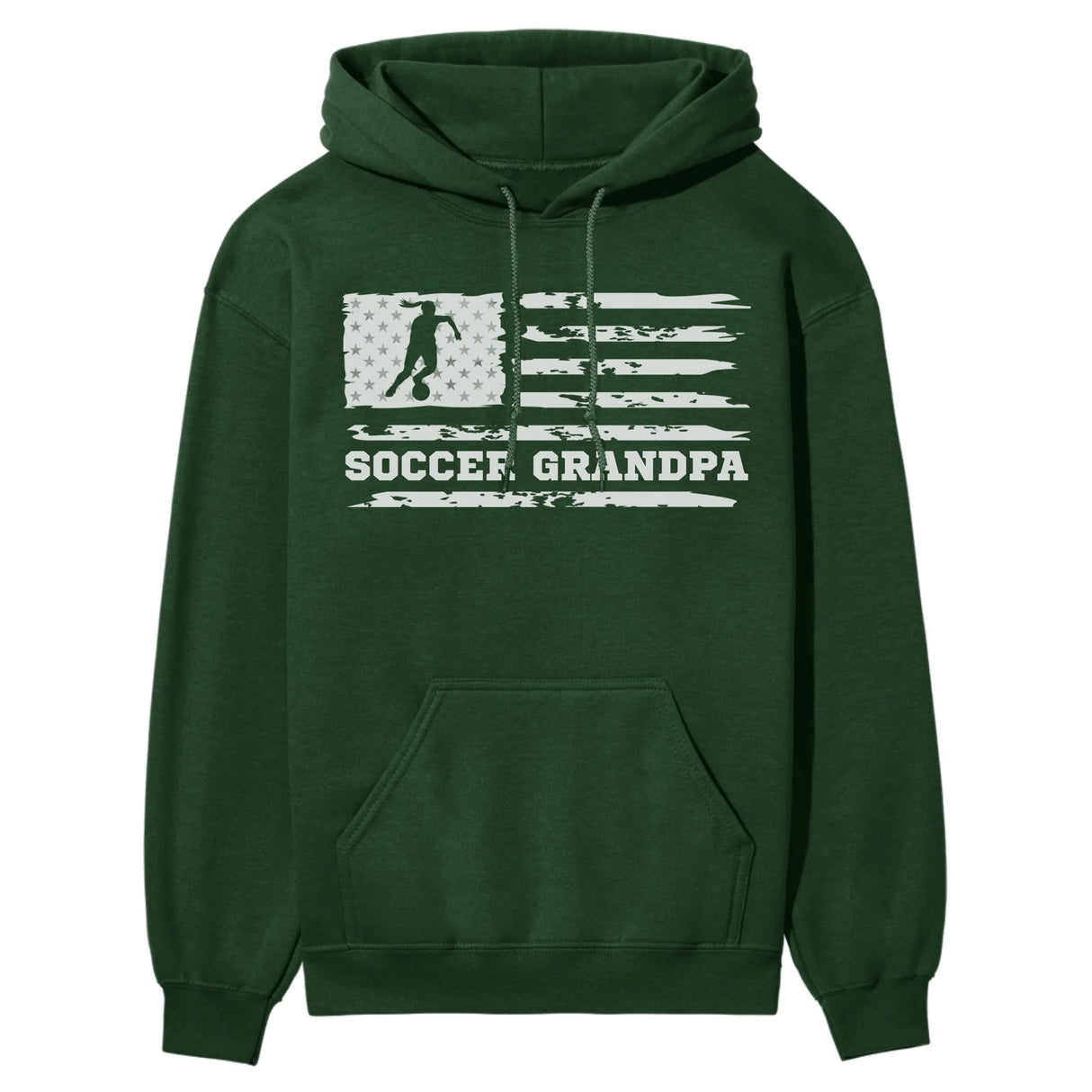 Soccer Grandpa Horizontal Flag on a Hoodie with a White Graphic