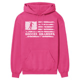 Soccer Grandpa Horizontal Flag on a Hoodie with a White Graphic