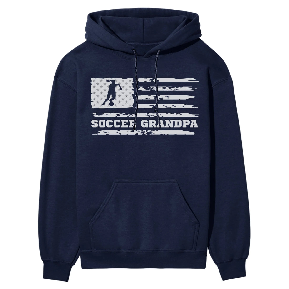 Soccer Grandpa Horizontal Flag on a Hoodie with a White Graphic