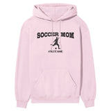 Soccer Mom with Soccer Player Icon and Soccer Player Name on a Hoodie with a Black Graphic