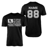 Hockey Grandpa Horizontal Flag With Hockey Player Name on a Men's T-Shirt with a White Graphic