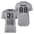 Hockey Grandpa Vertical Flag With Hockey Player Name on a Men's T-Shirt with a Black Graphic