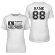 Hockey Grandma Horizontal Flag With Hockey Player Name on a Unisex T-Shirt with a Black Graphic