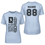 Lacrosse Mom Vertical Flag With Lacrosse Player Name on a Unisex T-Shirt with a Black Graphic