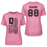 Lacrosse Mom Vertical Flag With Lacrosse Player Name on a Unisex T-Shirt with a Black Graphic