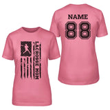 Lacrosse Mom Vertical Flag With Lacrosse Player Name on a Unisex T-Shirt with a Black Graphic