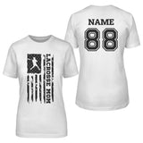 Lacrosse Mom Vertical Flag With Lacrosse Player Name on a Unisex T-Shirt with a Black Graphic