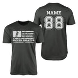 Soccer Grandpa Horizontal Flag With Soccer Player Name on a Men's T-Shirt with a White Graphic