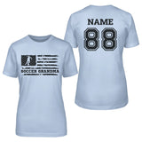 Soccer Grandma Horizontal Flag With Soccer Player Name on a Unisex T-Shirt with a Black Graphic