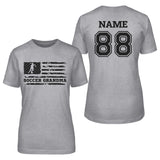 Soccer Grandma Horizontal Flag With Soccer Player Name on a Unisex T-Shirt with a Black Graphic