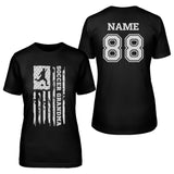 Soccer Grandma Vertical Flag With Soccer Player Name on a Unisex T-Shirt with a White Graphic