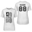 Soccer Grandma Vertical Flag With Soccer Player Name on a Unisex T-Shirt with a Black Graphic