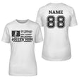 Soccer Mom Horizontal Flag With Soccer Player Name on a Unisex T-Shirt with a Black Graphic