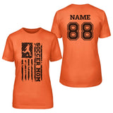 Soccer Mom Vertical Flag With Soccer Player Name on a Unisex T-Shirt with a Black Graphic