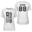 Soccer Mom Vertical Flag With Soccer Player Name on a Unisex T-Shirt with a Black Graphic