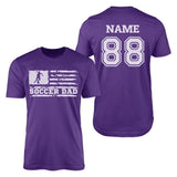 Soccer Dad Horizontal Flag With Soccer Player Name on a Men's T-Shirt with a White Graphic