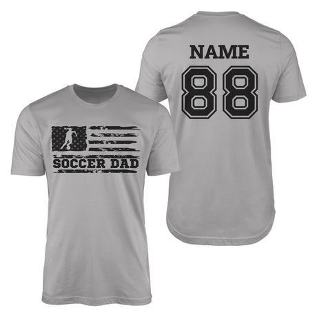 Soccer Dad Horizontal Flag With Soccer Player Name on a Men's T-Shirt with a Black Graphic