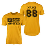 Soccer Dad Horizontal Flag With Soccer Player Name on a Men's T-Shirt with a Black Graphic