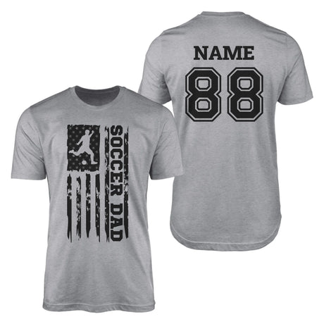 Soccer Dad Vertical Flag With Soccer Player Name on a Men's T-Shirt with a Black Graphic