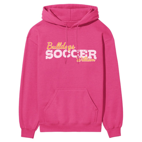 Custom Soccer Mascot and Soccer Player Name on a Hoodie with a White Graphic