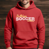 Custom Soccer Mascot and Soccer Player Name on a Hoodie with a White Graphic